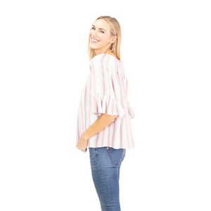 Pink Harmony Ruffle Sleeve Top