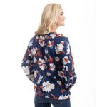 Load image into Gallery viewer, Meadow Bloom Navy Floral Peasant Blouse
