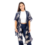 Load image into Gallery viewer, Navy Embroidered Kimono
