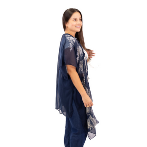 Navy Embroidered Kimono