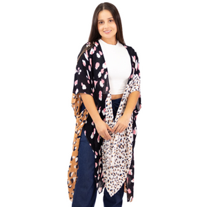 Print Collage Viscose Kimono Topper