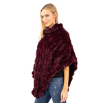 Load image into Gallery viewer, Plush Faux Fur Wine Coat Poncho
