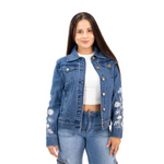 Load image into Gallery viewer, Sunflower Embroidery Daisy Jean Jacket
