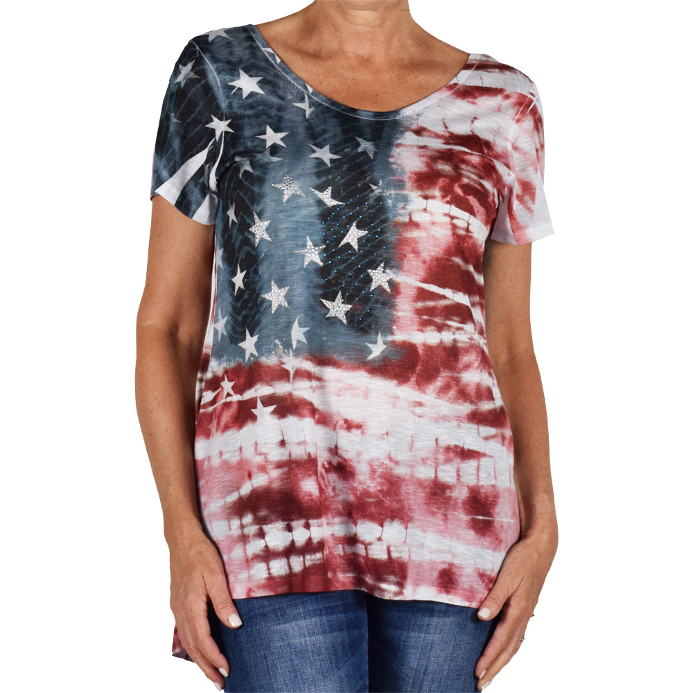 Women's Made in USA Tie-Dye and Rhinestones T-Shirt – Linda Anderson
